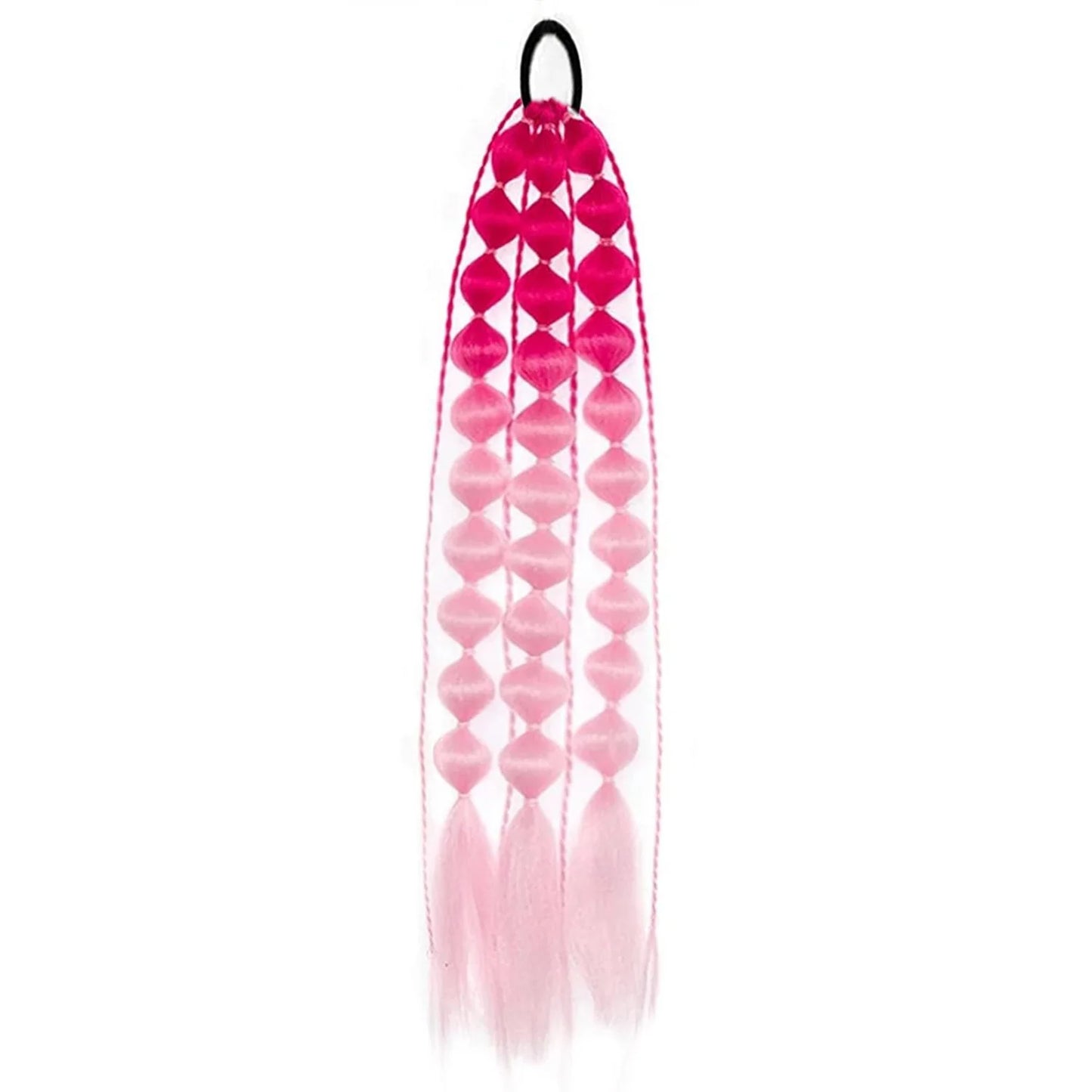 Colorful Bubble Braid Ponytail Extension – Long Lantern Braided Synthetic Hairpiece with Tie