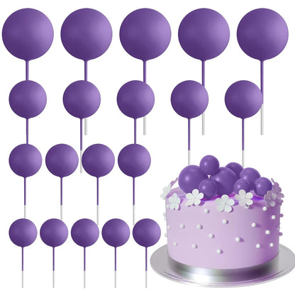 20Pcs Colorful Cake Topper Balls – Gold, Silver & Pastel DIY Cake Decorations for Birthday, Wedding & Party Supplies