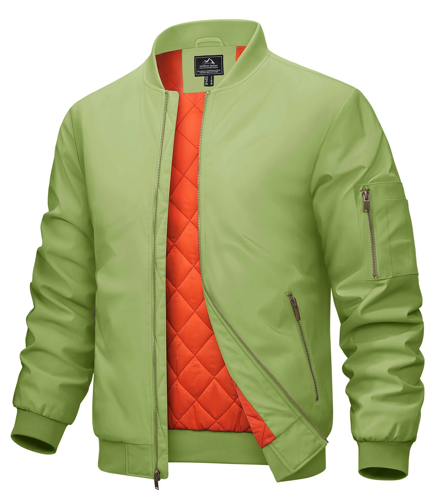 MAGCOMSEN Men’s Aviator Bomber Jacket - Warm Windproof Fall & Winter Casual Coat with Orange Lining
