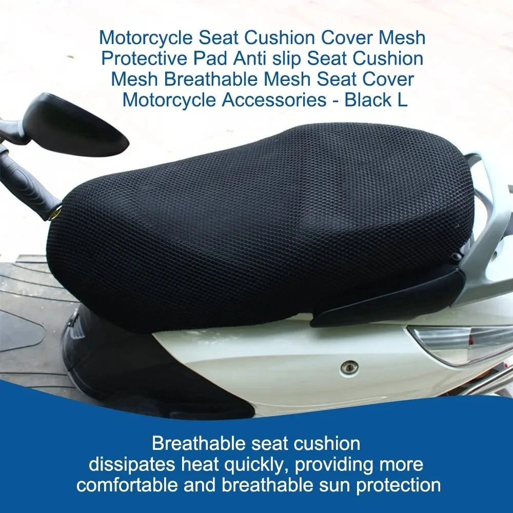 Breathable 3D Mesh Motorcycle Seat Cover – Anti-Slip Cooling Cushion for Scooter & Motorbike Summer Protection Pad