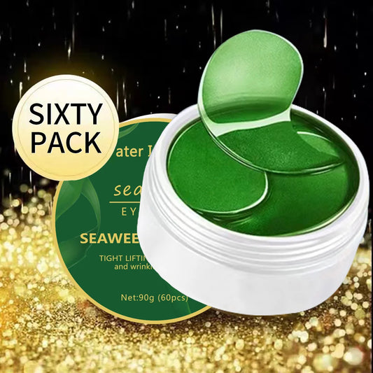 60PCS Seaweed Hyaluronic Acid Eye Masks – Collagen Eye Patches for Dark Circles & Facial Care