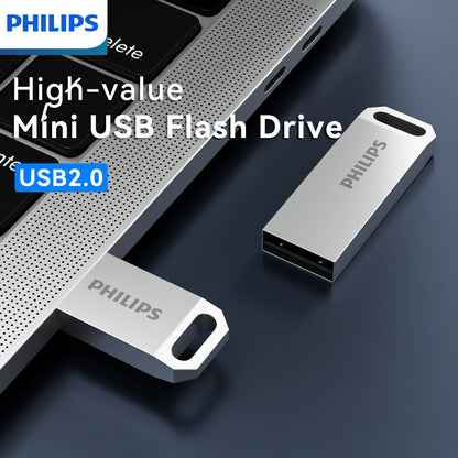 Philips USB 2.0 Flash Drive - 8GB 16GB 32GB 64GB 128GB Metal Portable External Storage Drive