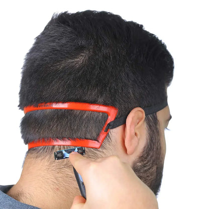 White/Red Barber Neck Hairline Guide Template – DIY Haircut Tool for Salon & Home Styling