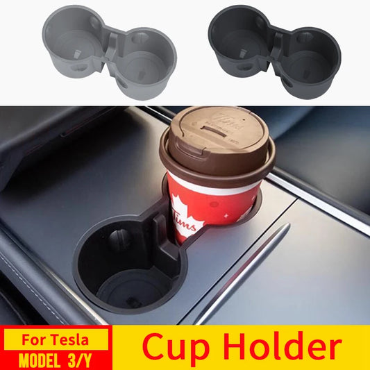 USVOTOV Water Cup Holder for Tesla Model 3/Y (2022-2024) - TPE Insert Storage Box and Center Console Organizer