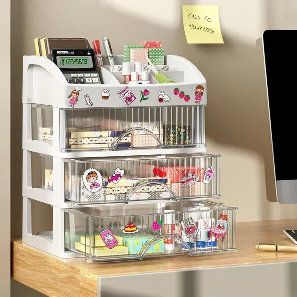 Hot Drawer Makeup Organizer – Large Capacity Plastic Storage Box, Lipstick Holder & Office Supplies Organizer