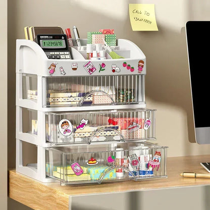 Hot Drawer Makeup Organizer – Large Capacity Plastic Storage Box, Lipstick Holder & Office Supplies Organizer