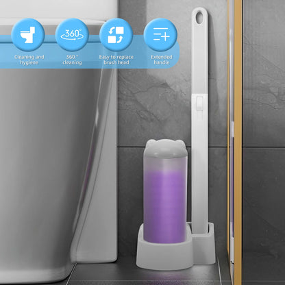18/36Pcs Disposable Toilet Brush Kit - Wall-Mounted Bathroom Cleaning Tool with Long Handle & Refill WC Accessories