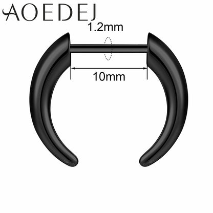 AOEDEJ 16G Stainless Steel Plug-In Style Nose Ring – Spike Ox Horn Septum Ring for Men & Women Large Gauge Body Piercing (8–10mm) Single Piece