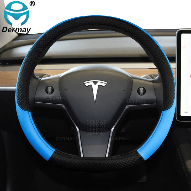 Tesla Model 3 Steering Wheel Cover – PU Leather Non-Slip Auto Accessory, 9 Colors (2016-2023)