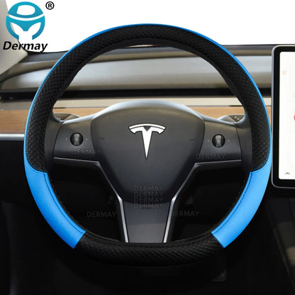 Tesla Model 3 Steering Wheel Cover – PU Leather Non-Slip Auto Accessory, 9 Colors (2016-2023)