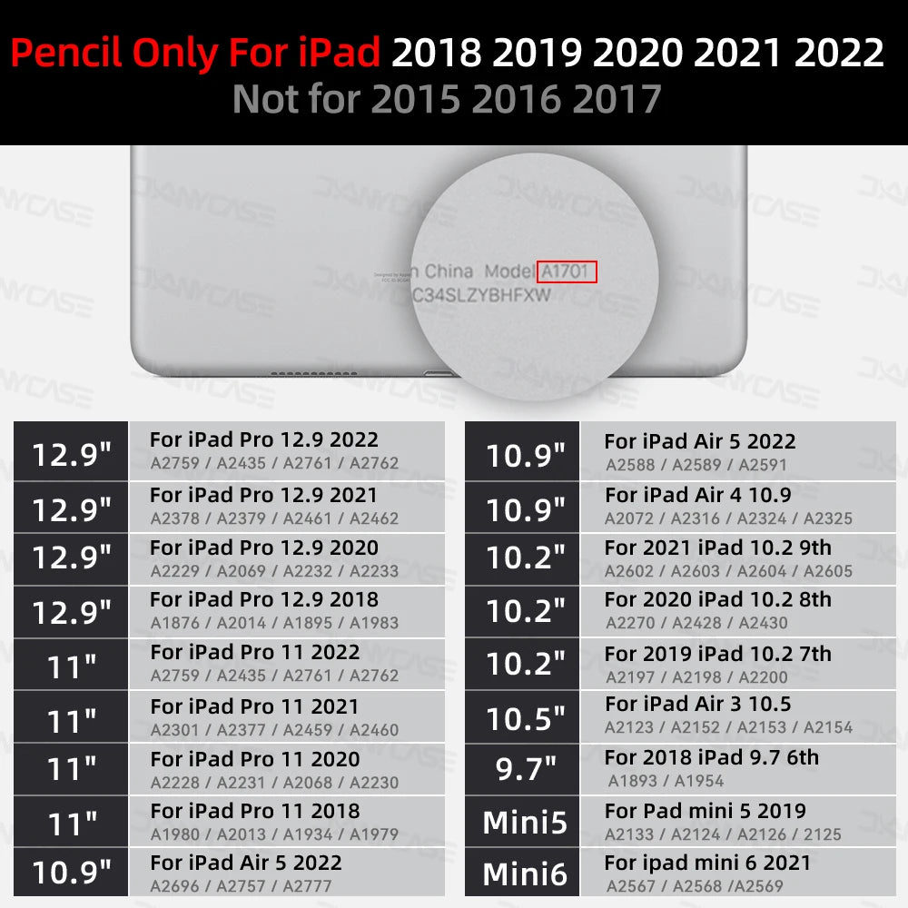Apple Pencil Stylus for iPad — Palm Rejection & Power Display — Compatible with iPad Pro, Air, Mini (2018–2022)