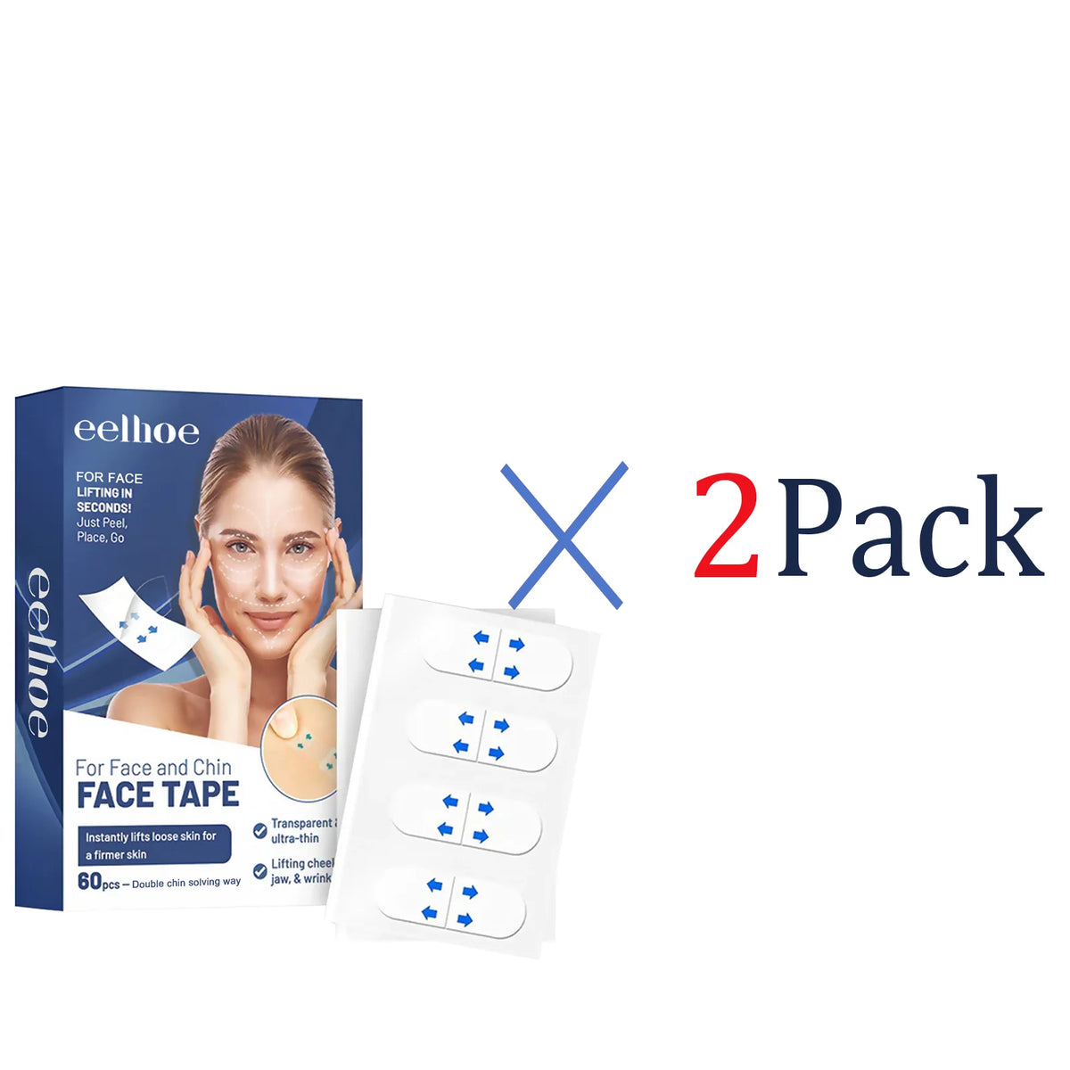 60-Piece V-Shape Face Lifting Strips – Jawline Contouring Patches for a Firmer-Looking Face and Double Chin Coverage
