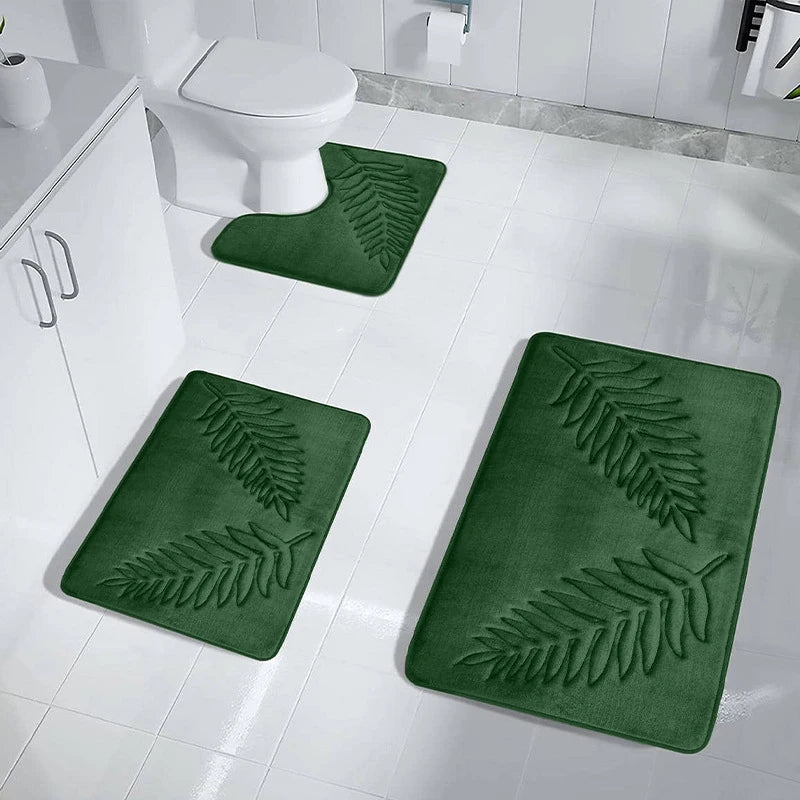 3Pcs Anti-Slip Bath Rug Set – Non-Slip Quick Dry Absorbent Bathroom Mat, Machine Washable Shower Carpet for Home