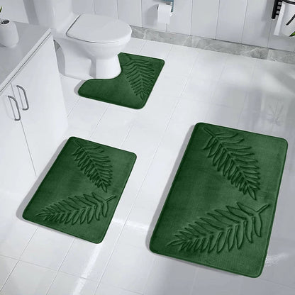 3Pcs Anti-Slip Bath Rug Set – Non-Slip Quick Dry Absorbent Bathroom Mat, Machine Washable Shower Carpet for Home