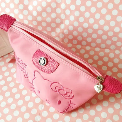 Sanrio Hello Kitty Makeup Bag – 28x11cm Anime Y2K Girls Storage, Kawaii Large Capacity Waterproof PU Handbag, Perfect Gift
