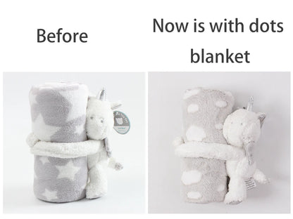 2-Piece Baby Gift Set – Pink Bunny Plush Flannel Blanket & Stuffed Animal for Newborn Sleeping