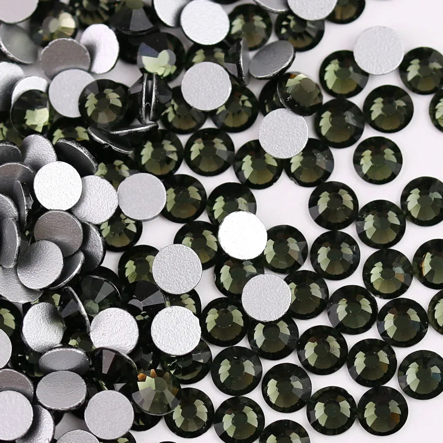 Glass Crystal Flatback Rhinestones Set SS6–SS30 – Non-Hotfix Round Glue-On Gems for Nail Art, DIY Crafts & Jewelry Decoration