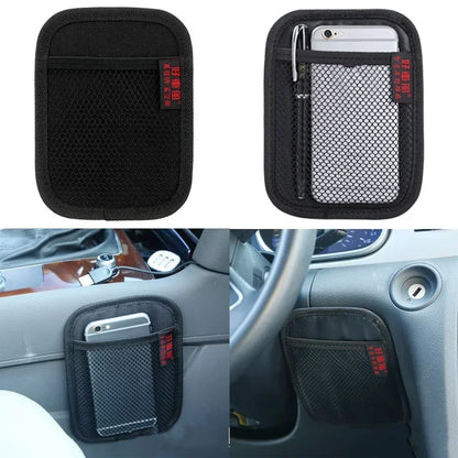 Car Leather Mesh Bag Oxford Fabric Storage Net | Interior Organizer for Phones, Coins, Keys | Auto Stowing Tidying Tools