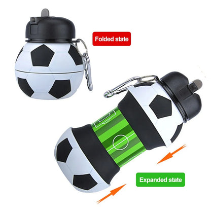 Leakproof Foldable Water Bottle for Kids: Portable Sports Mug for Basketball, Football, Baseball, Tennis, Golf - Ideal for School and Outdoor Activities