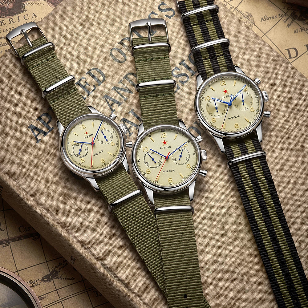 40mm 1963 Pilot Aviation Mechanical Chronograph — Original Seagull ST1901 Movement Men's Sapphire Vintage Watch