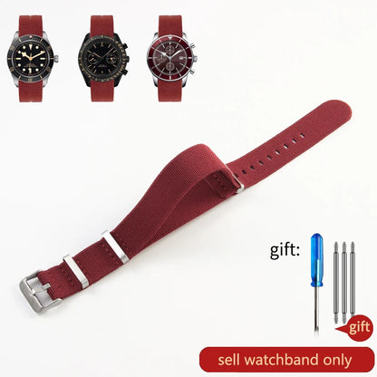 60's French Army Nylon Watch Strap - Woven Military Watch Band for Rolex, Seiko, Tudor & Omega