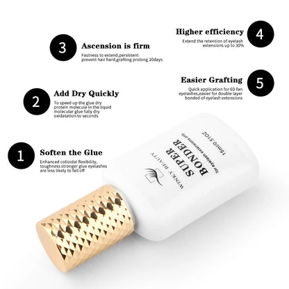 15ml Super Bonder Fixing Agent for Eyelash Extensions - Lash Primer, Glue Adhesive Hardener for Professional Use
