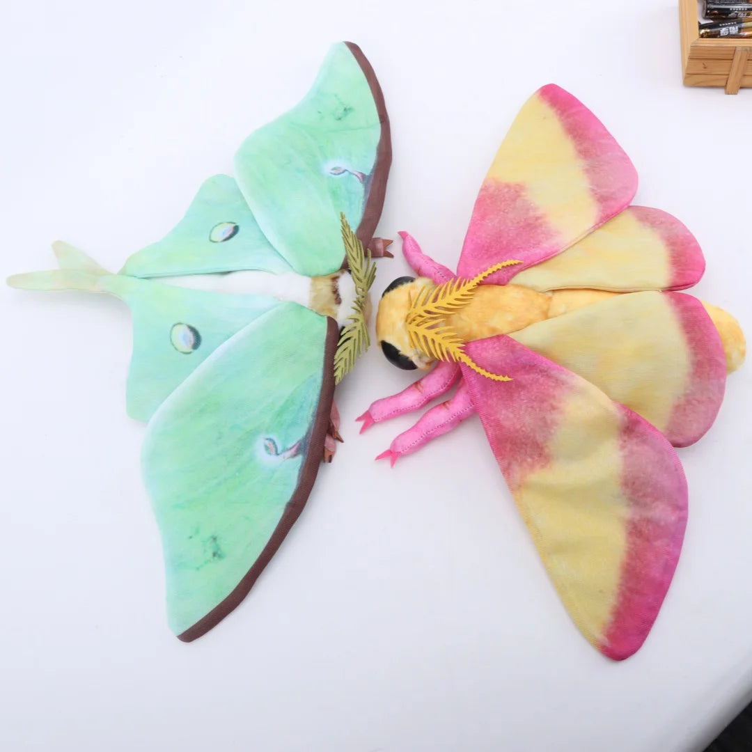Luna Moth & Rosy Maple Moth Plush - Soft Realistic Insect Stuffed Animal Gift