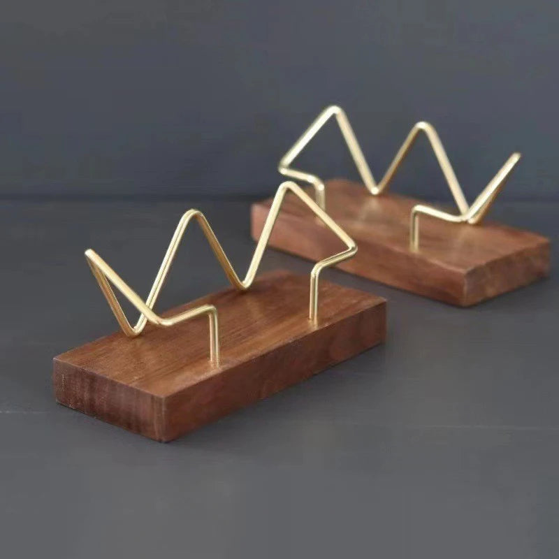Wooden Business Card Holder Organizer – Office Desk Display Stand & Memo Shelf for Home & Work