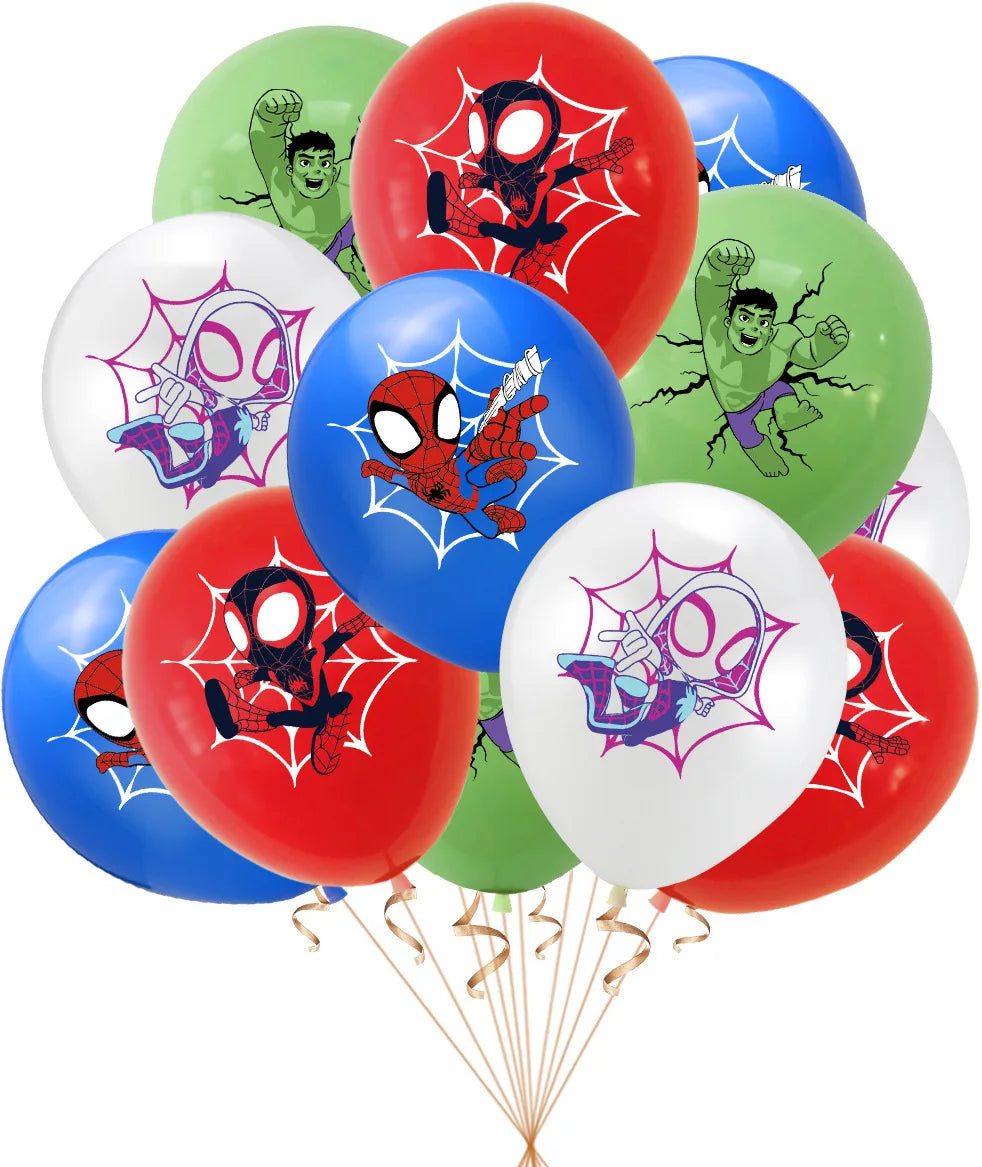 Disney 12" Spiderman Latex Balloons – Across the Spider-Verse Party Supplies for Kids Birthday Decorations