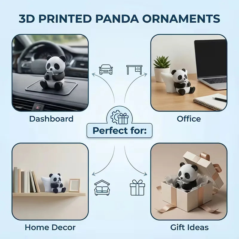 Cute Panda Sculpture Ornament - Creative Desktop, Office & Car Decor Collectible Figurine