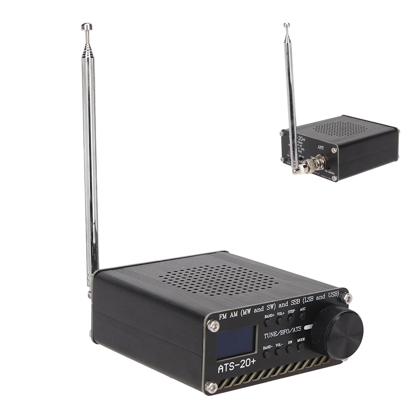 ATS-20+ Portable World Band Radio Receiver – Easy-to-Read Digital Display, Lightweight for Home & Outdoor Camping