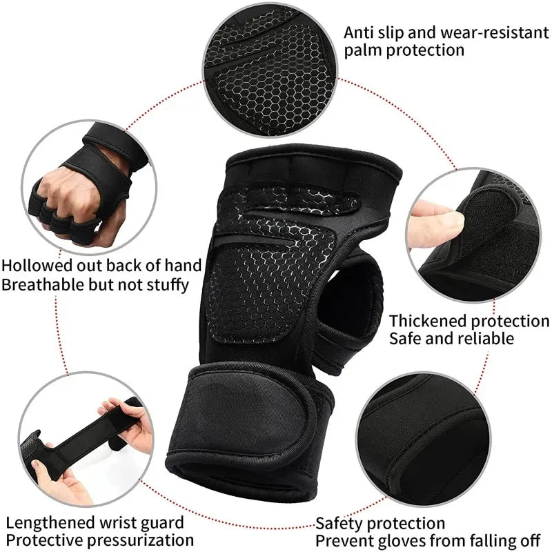 Training Sport Gloves – Half Finger Weightlifting Gloves for Men & Women, Non-Slip Hand, Wrist & Palm Protector for Gym & Bodybuilding