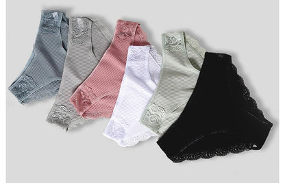 Floral Lace Cotton Women’s Panties - Comfortable Briefs, Solid Color Underwear, 3PCS/Set, Sizes M-XXL