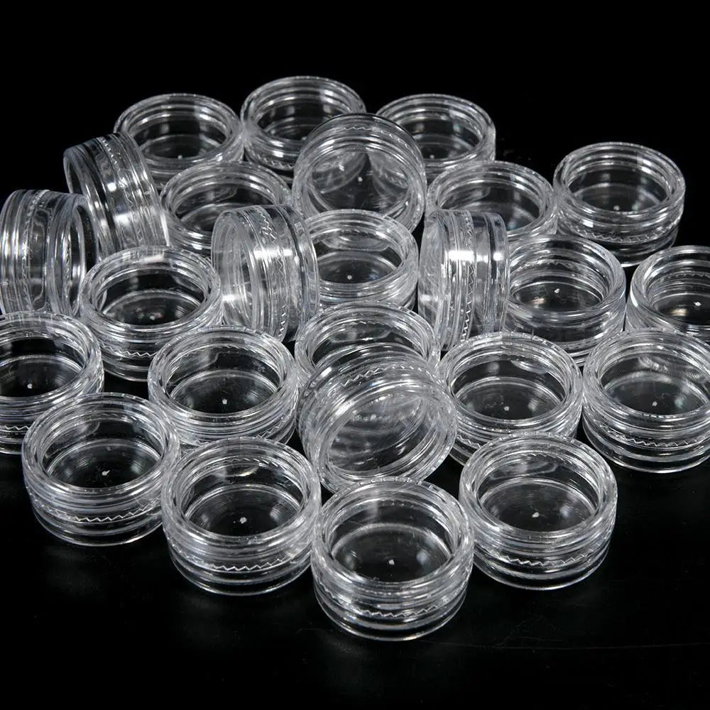 50Pcs Transparent Plastic Jewelry & Bead Storage Box Set – Small Round Containers for Makeup & Organizer