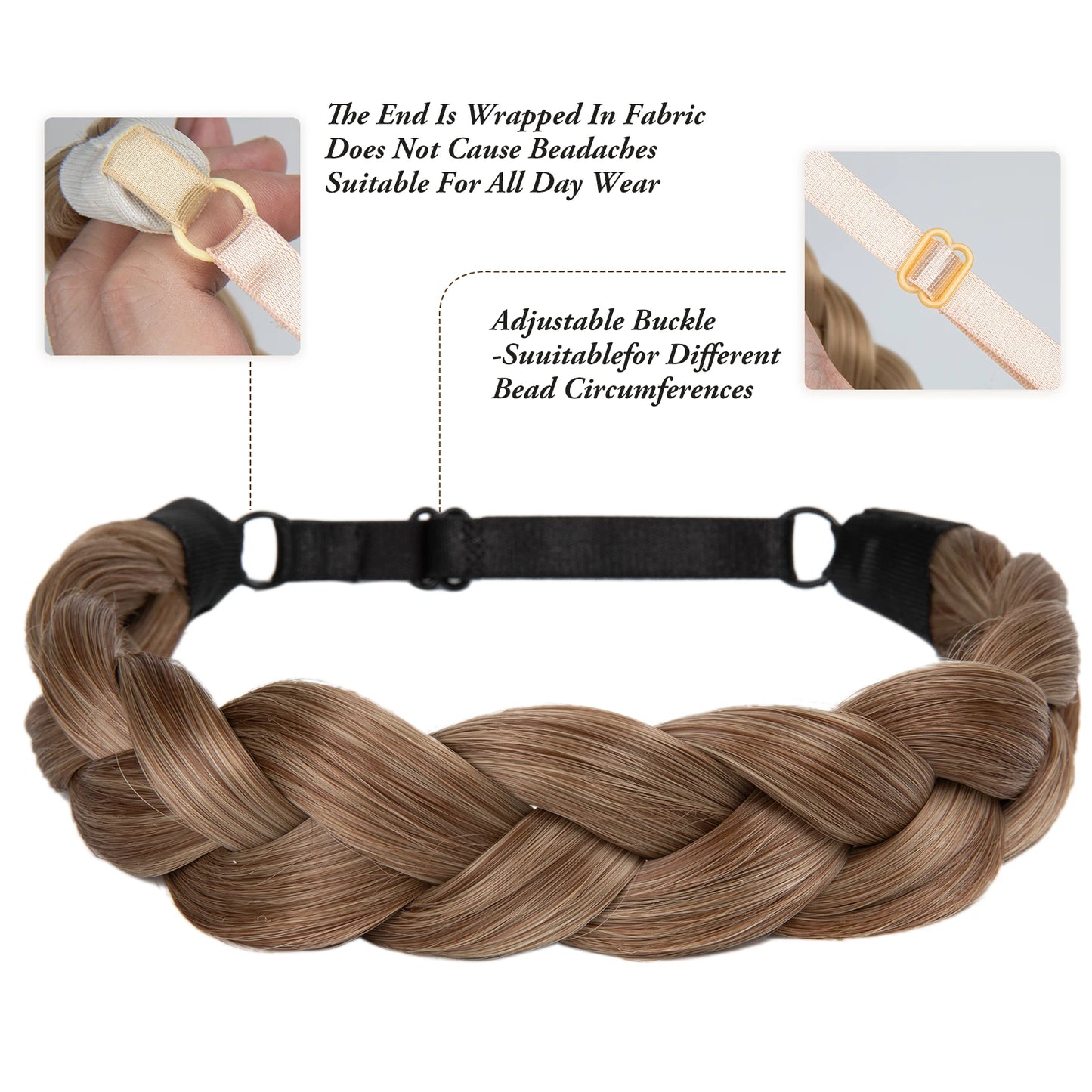 Bohemian Style Synthetic Fishtail Braided Headband with Adjustable Belt - SARLA Women's Hairpiece for Stylish Hairstyles