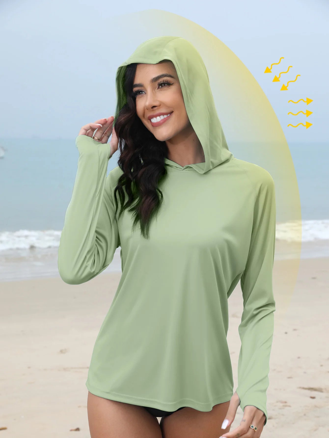Women’s Sun Protection Hoodie – Thumb Hole & Hidden Ponytail Hooded UV Running Fitness Shirt Breathable Outdoor Sports Top