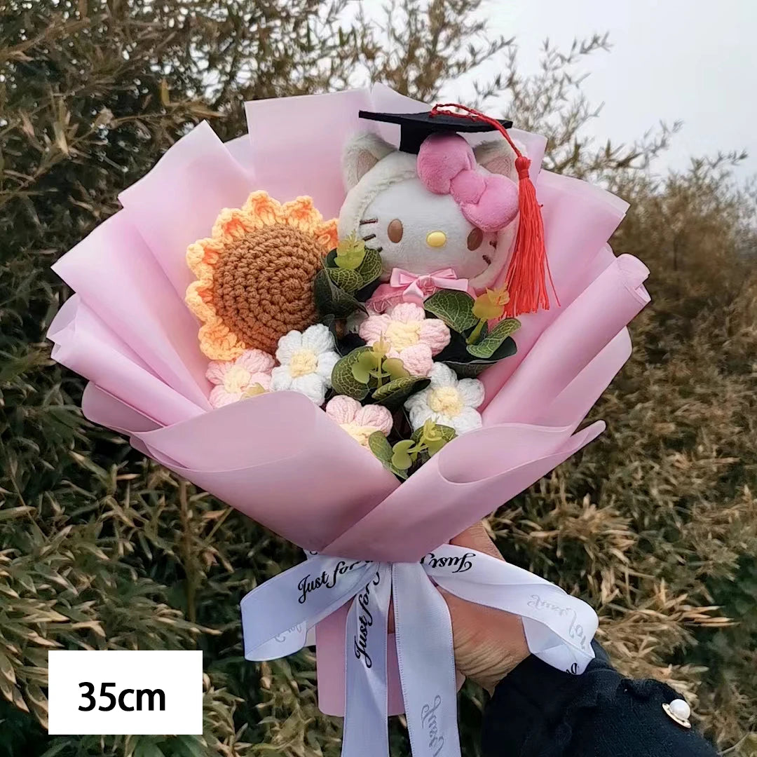Hello Kitty Plush Bouquet — Anime Rose Soap Flowers for Wedding & Home Decor