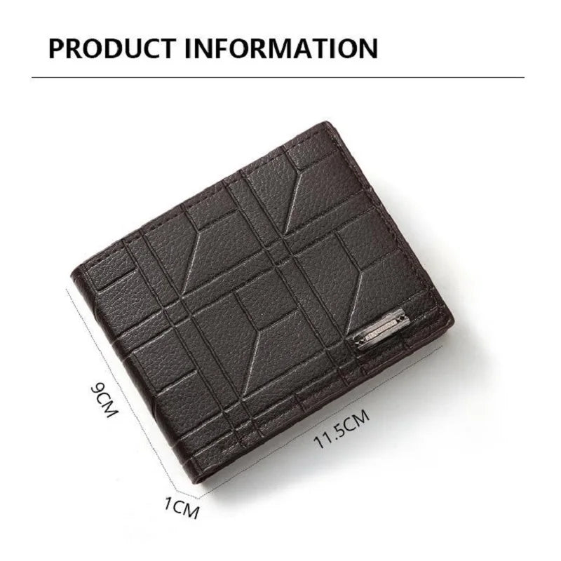 Men’s Slim Leather Bifold Wallet – Minimalist Multi-Card Holder Business Casual Short Wallet with Money Clip