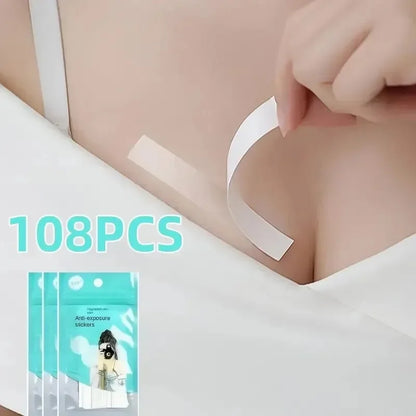 YITAPE 108-Piece Invisible Double-Sided Clothing Tape - Anti-Slip Body Tape Strips for Dresses, Bras & Strapless Outfits, 1.2 × 8.5 cm
