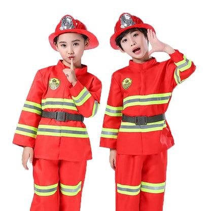 Kids Firefighter Costume – Halloween Sam Fireman Uniform Role Play Outfit for Boys Party & Cosplay Gift