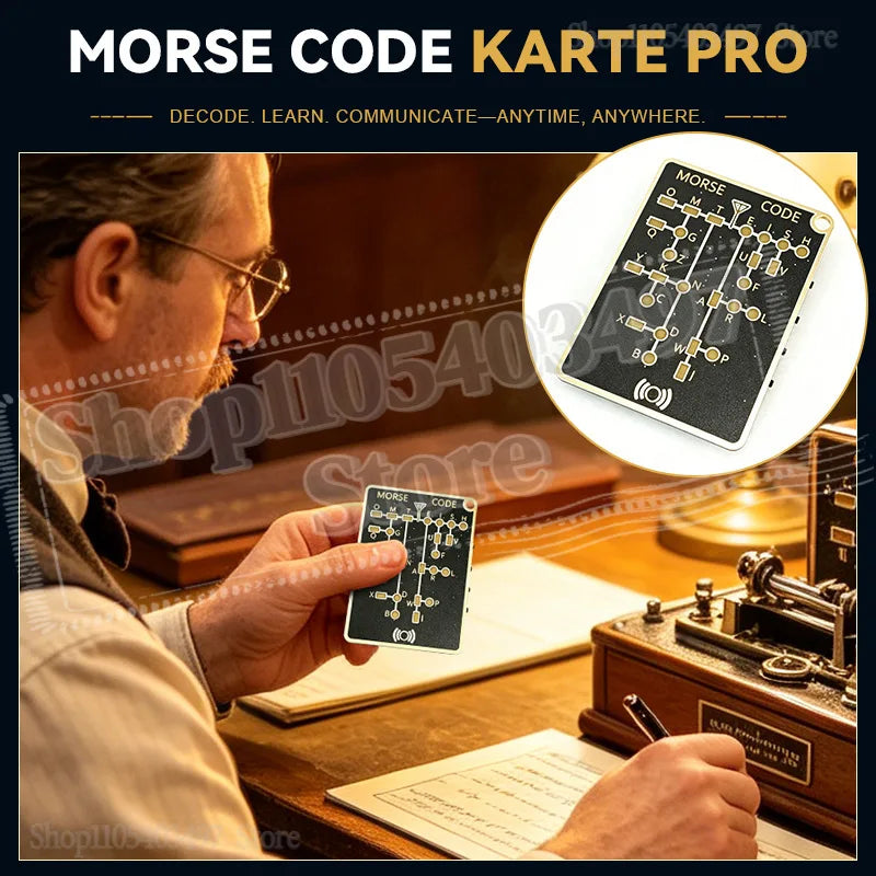 Morse Code Trainer Card Pro - Professional PCB-Style Interactive Learning Board with LEDs & Signal Buttons for Adults