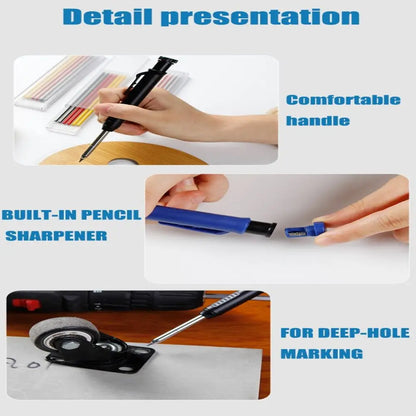 Carpenter Pencil Set for Woodworking - 5 Colors Mechanical Pencils with Refill for Carpentry Marking & Construction Jobs