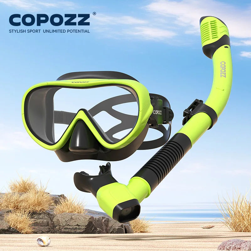 COPOZZ Full Vision Diving Mask - HD Anti-Fog Snorkeling Mask Set for Swimming & Underwater Diving