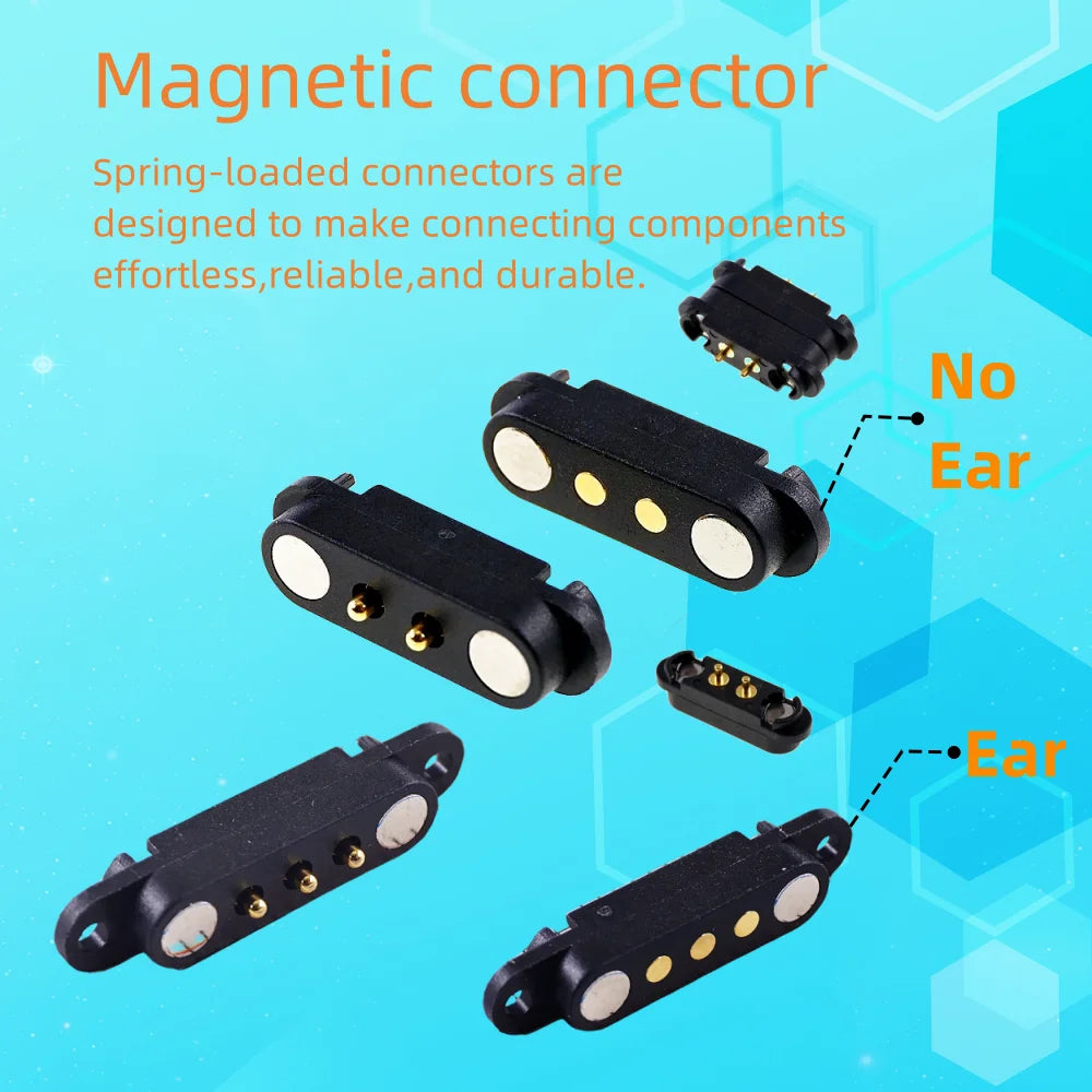 Magnetic Pogo Pin Connector - 2–5 Pin Spring-Loaded Male/Female Power Socket, 2.54/2.8mm Spacing, USB Cable Compatible