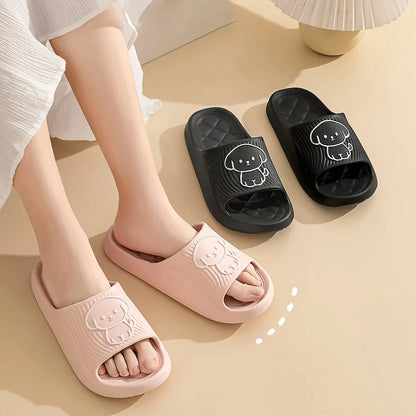 Cute Couple Pillow Slippers – Women’s Summer 2024 Non-Slip Indoor Bath Sandals with Thick EVA Sole