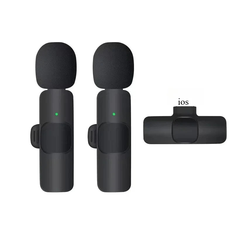 Basix Mini Wireless Lavalier Microphone - Noise Cancelling Portable Mic for iPhone Android Camera Live Interviews