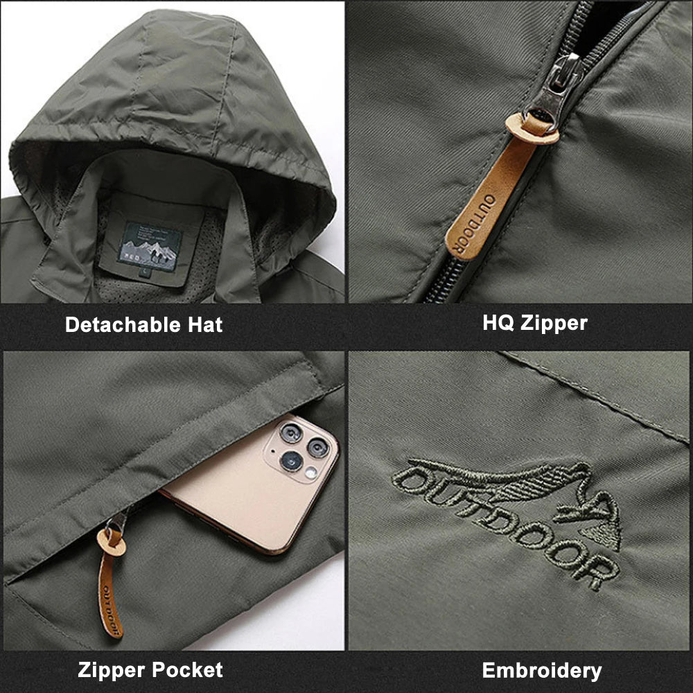 Tactical Windbreaker Jacket for Men - Waterproof Outdoor Hooded Coat | Sports & Military Field Climbing Thin Outwear | European Sizes S-5XL