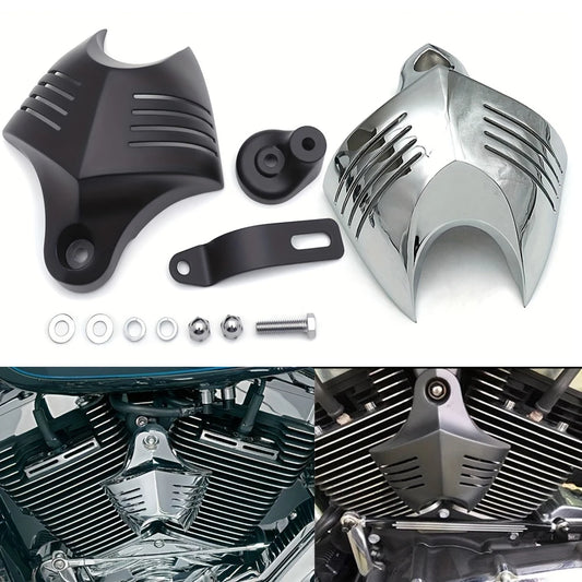 Motorcycle Big Twin Horn Cover – Black/Chrome Cowbell Horns for Harley Dyna Softail Sportster