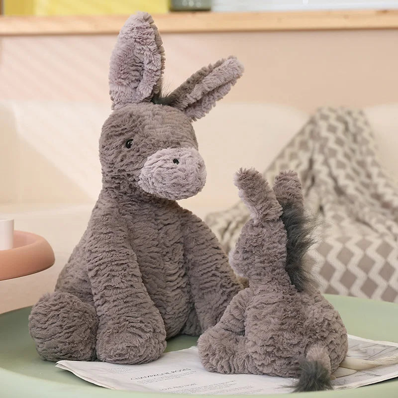 23/40/60cm Cute Burro Plush Toy — Grey Donkey Stuffed Animal, Soft Baby & Infant Doll, Birthday Gift & Room Decor