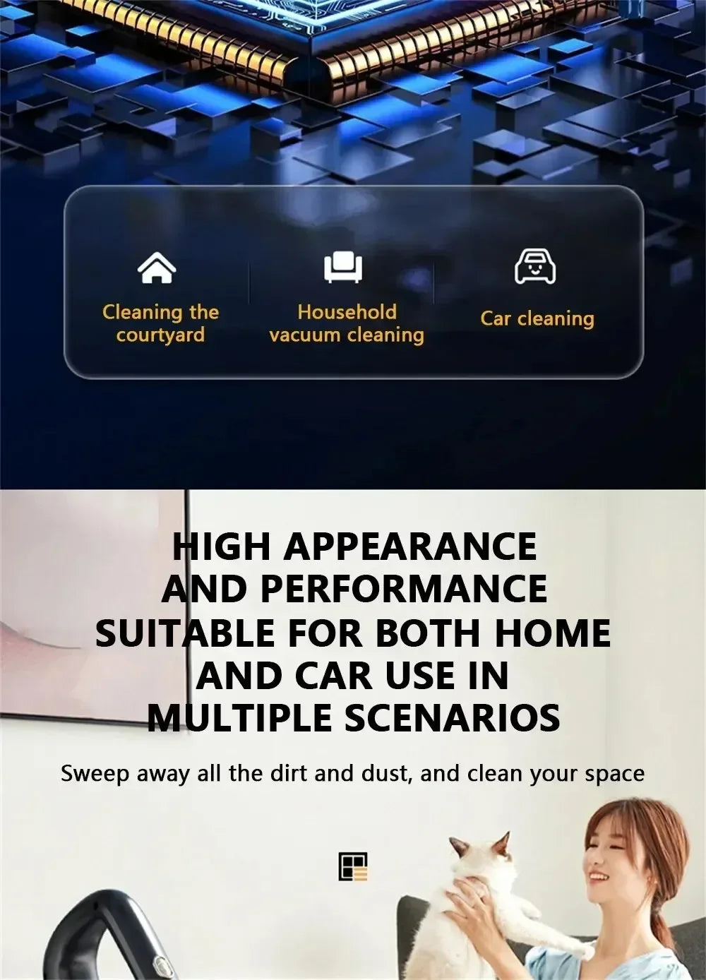 Cordless Handheld Vacuum Cleaner – Rechargeable Wet & Dry Mini Vacuum for Home, Car & Pet Cleaning